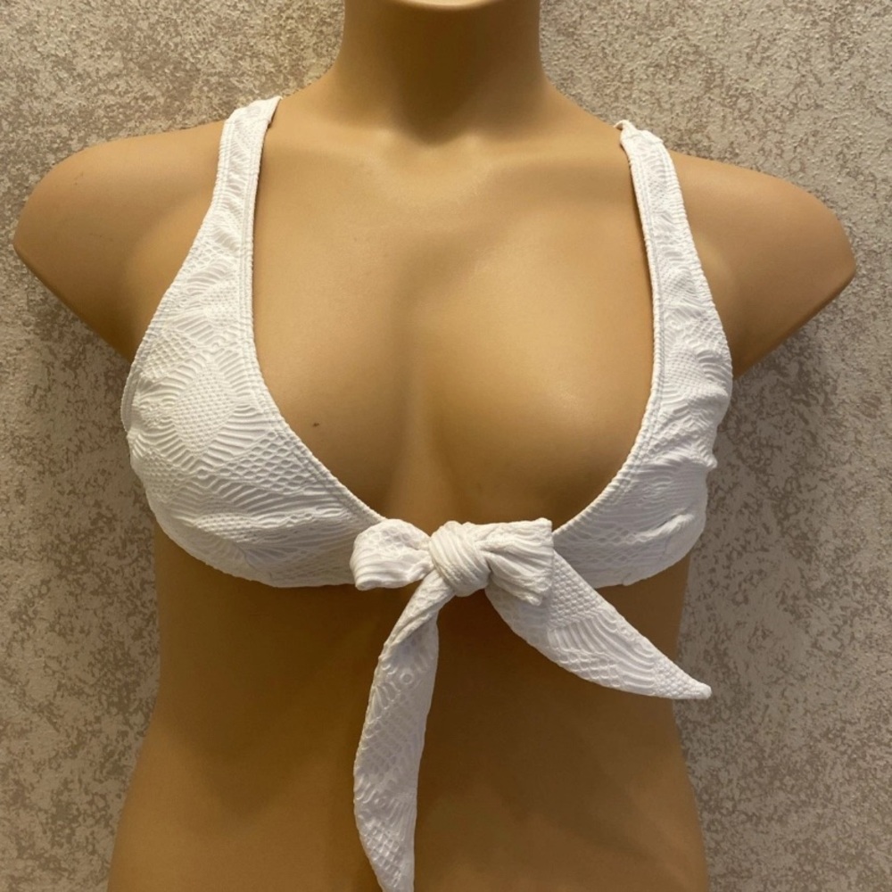 ASOS White Textured Bikini Top